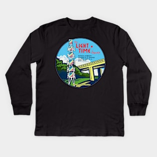 Light + Time Tower, Raleigh NC, Vintage Style Travel Decal Kids Long Sleeve T-Shirt